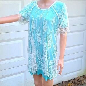 Face & face cream lace sheer dress